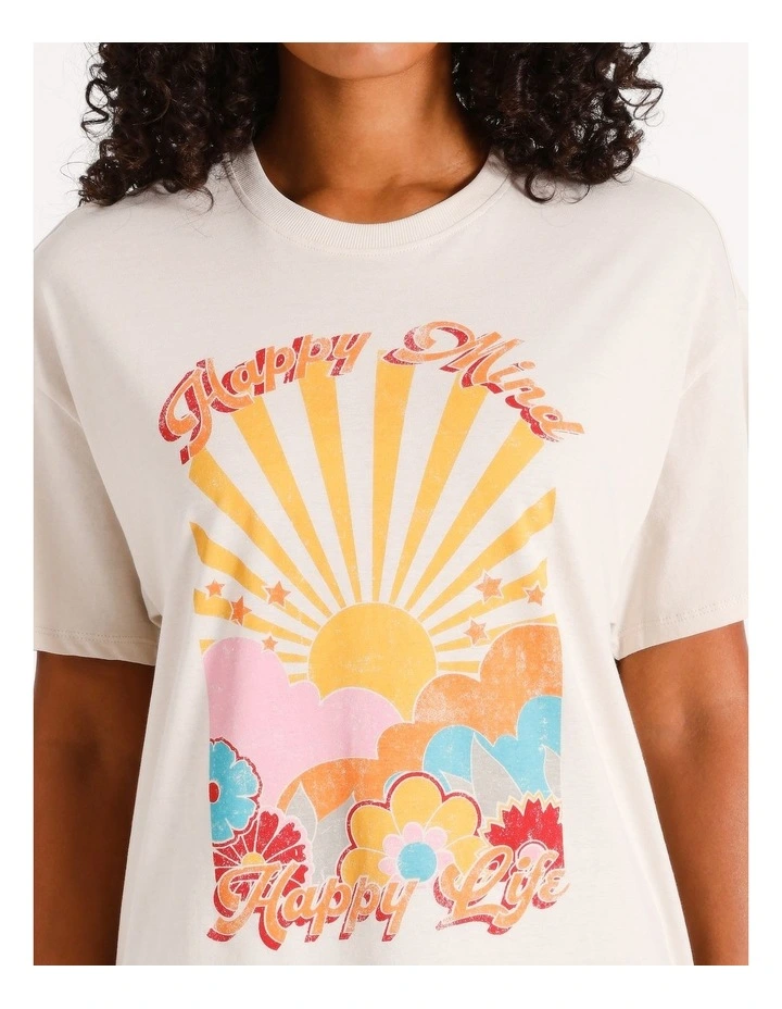 Zodiac Cotton Printed T-shirt in Pumice Stone
