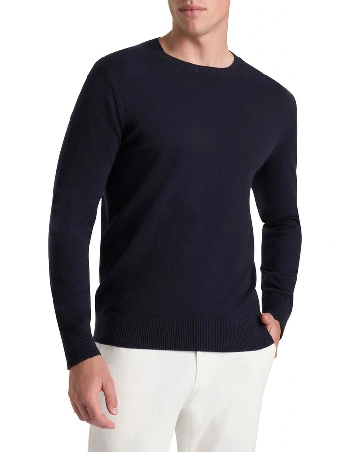 Callaway Cotton Cashmere Crew Knit in Navy
