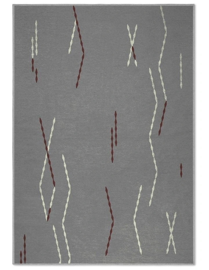 Rhythm Washable Chenille Area Rug in Light Gray