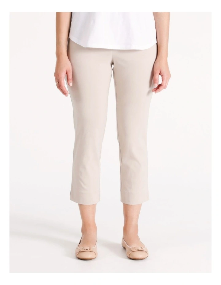 Sustainable Viscose Wardrobe Staple Stretch Crop Pant in Stone