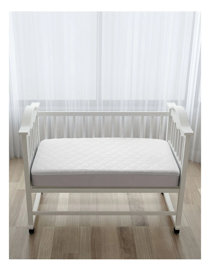 Organic Cotton Quilted Mattress Protector Baby Cot Size in White