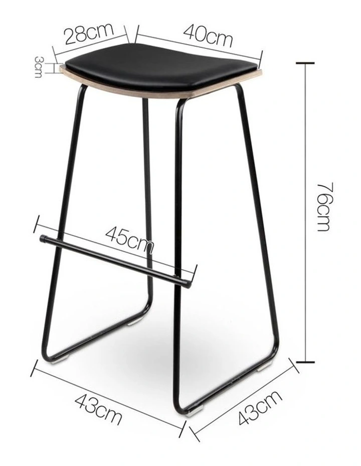 Set Of 2 Pu Leather Backless Bar Stools