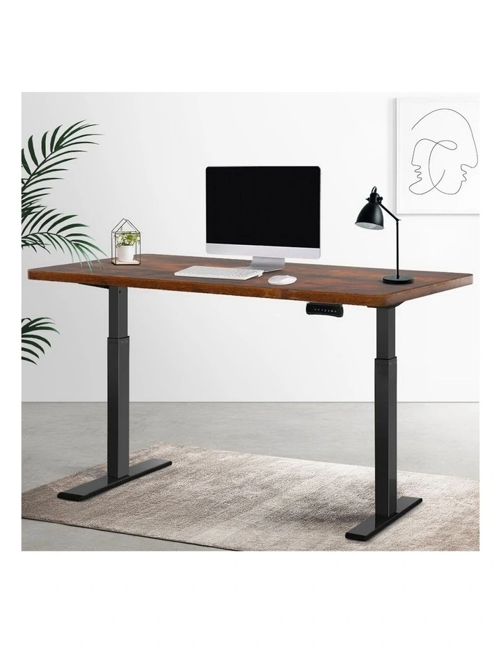 Sit Stand Desk Motorised in Black/Walnut