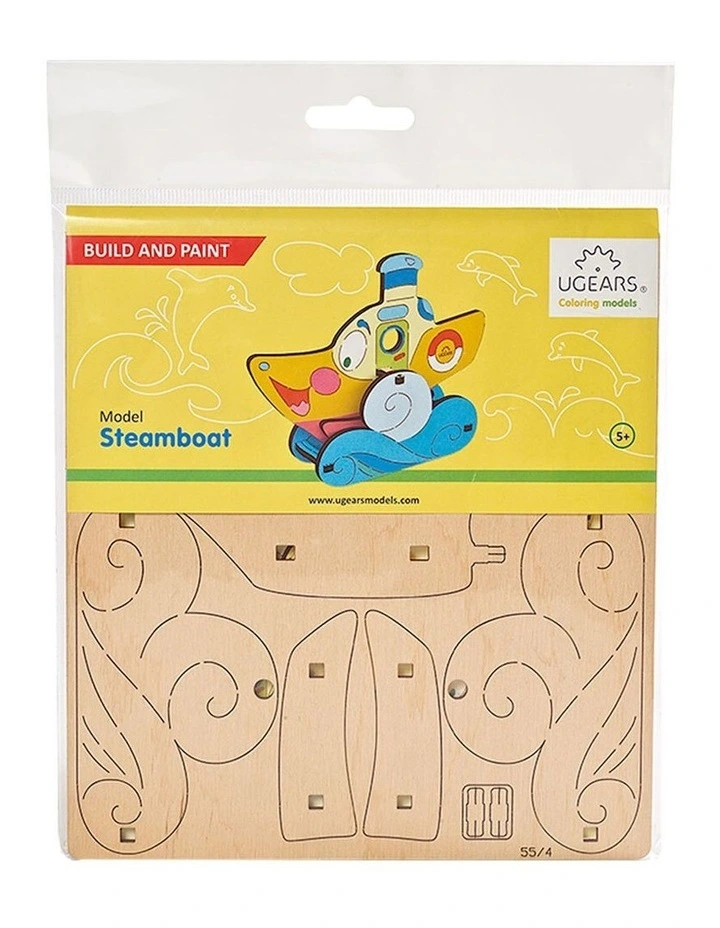 3D Colouring Steamboat 15 Piece Wooden Puzzle Kit (5+ Years)