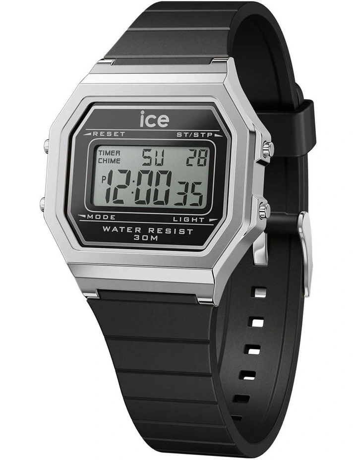 Digit Retro Watch in Black/Silver