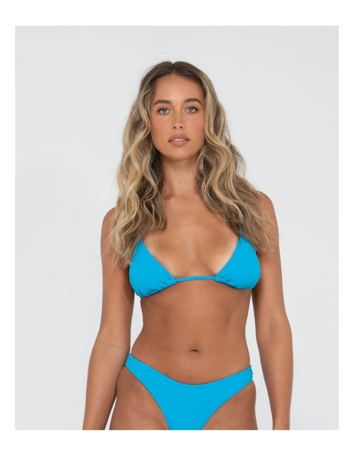 Sandalwood Slick Triangle Bikini Top in Blue