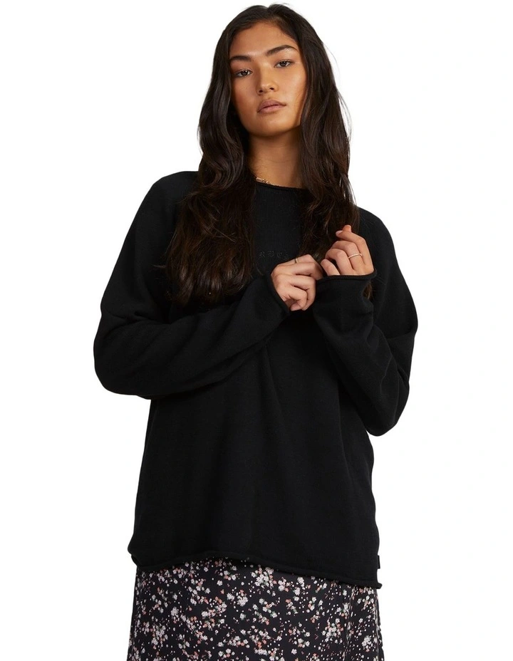 Outside In Raglan Crew Sweater in Black