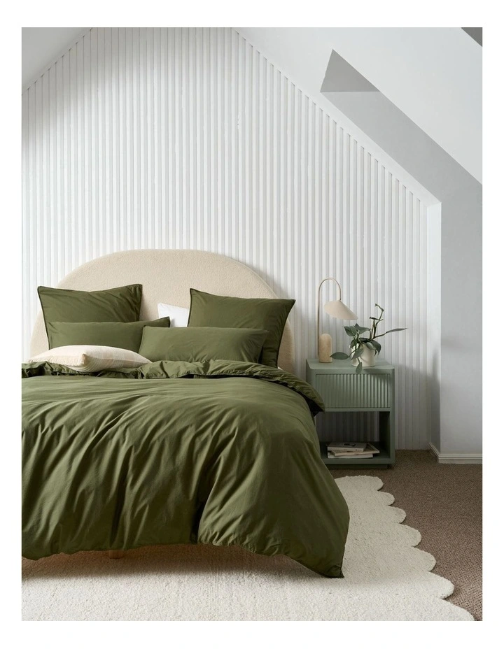 Terra Organic Cotton Quilt Cover Set in Olive