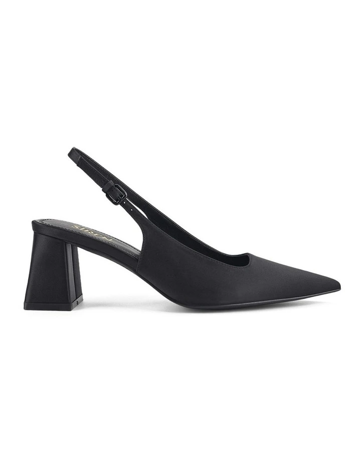 Yarra Pointed Toe Slingbacks in Black Satin