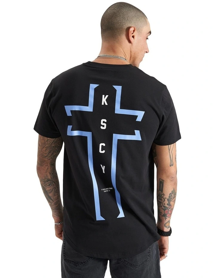 Vigour Dual Curved Tee in Jet Black