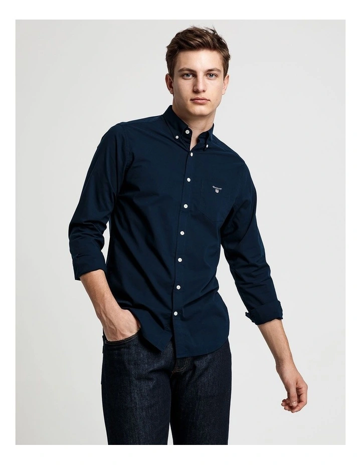 The Broadcloth Long Sleeve Shirt in Navy