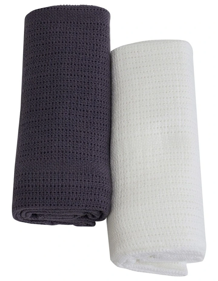 Nordic Cellular Blanket 2 Pack in Charcoal/White