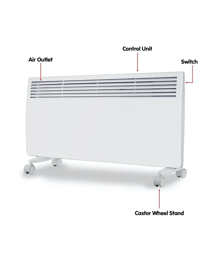 2000W Electric Panel Heater Wifi Thermostat Castors NDM-20WT
