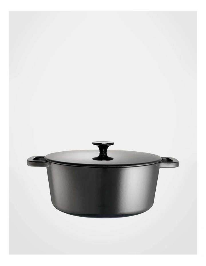 Cast Iron Casserole with Lid 28cm 5.9lt in Gloss Black