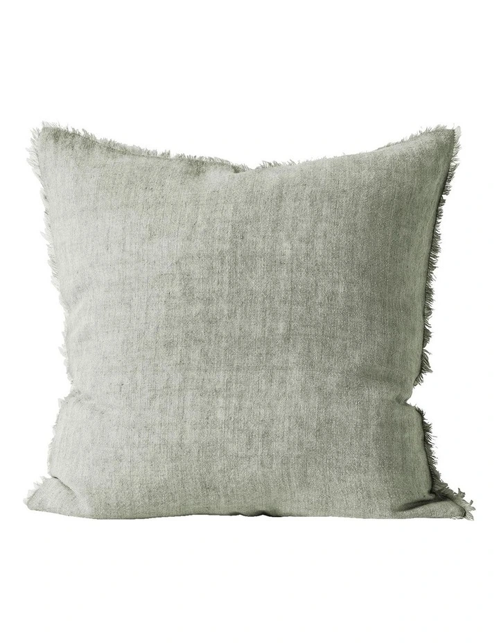 Vintage Linen Fringe Cushion Sage
