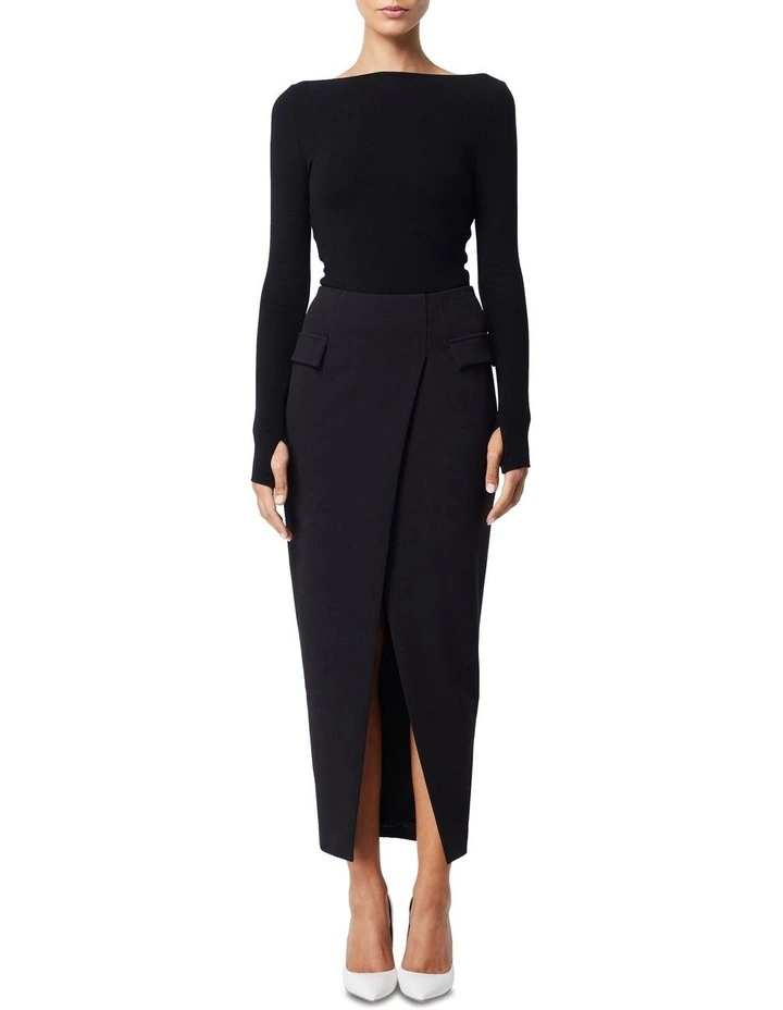 On My Way Midi Skirt in Black