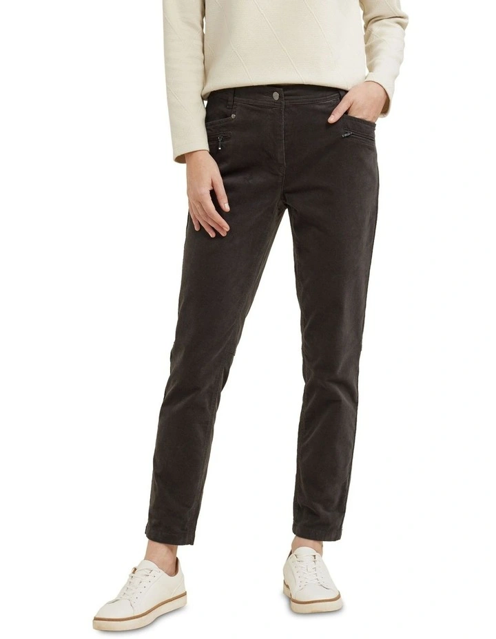 Slimline Cord Pant in Caviar