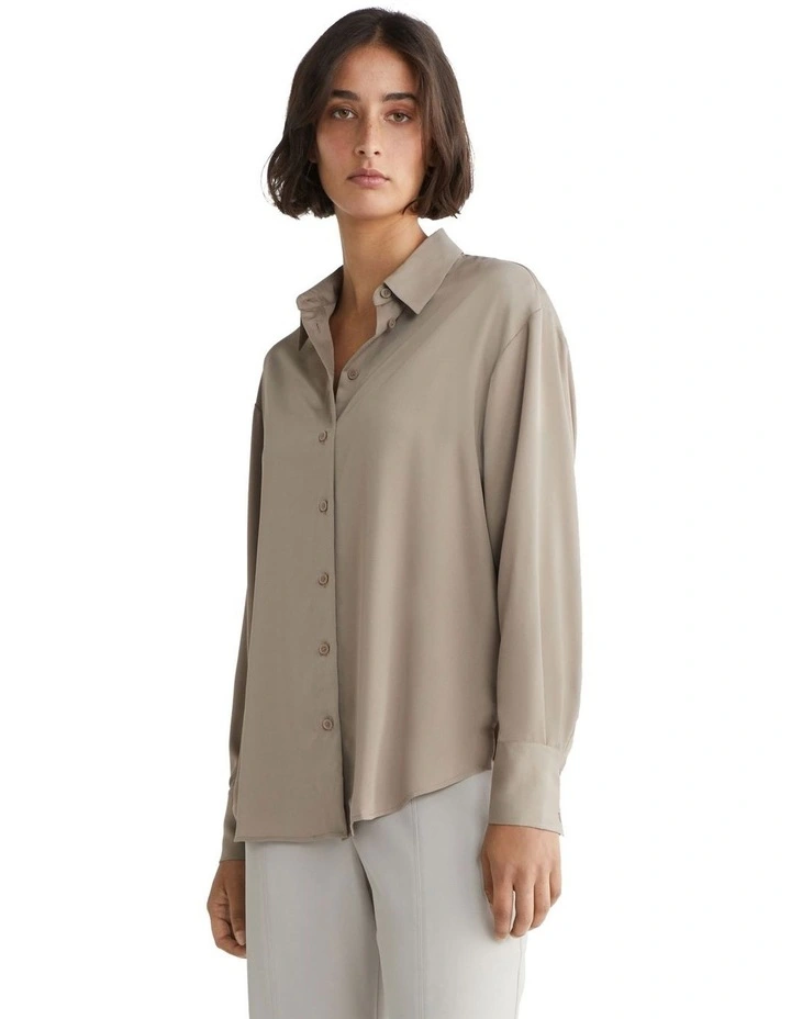 Recycled Cdc Relaxed Shirt in Neutral Taupe