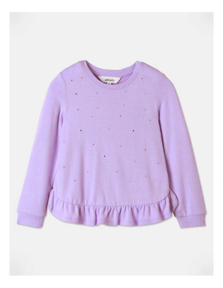 Ruffle Peplum Long Sleeve Top in Lilac