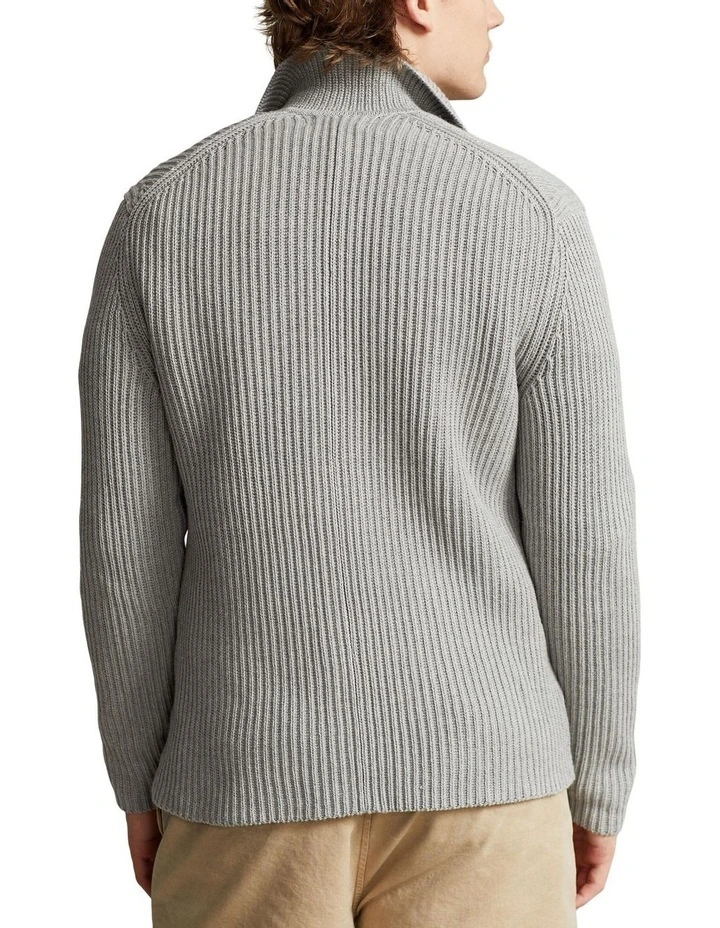 Cotton-Cashmere Blazer Cardigan in Grey