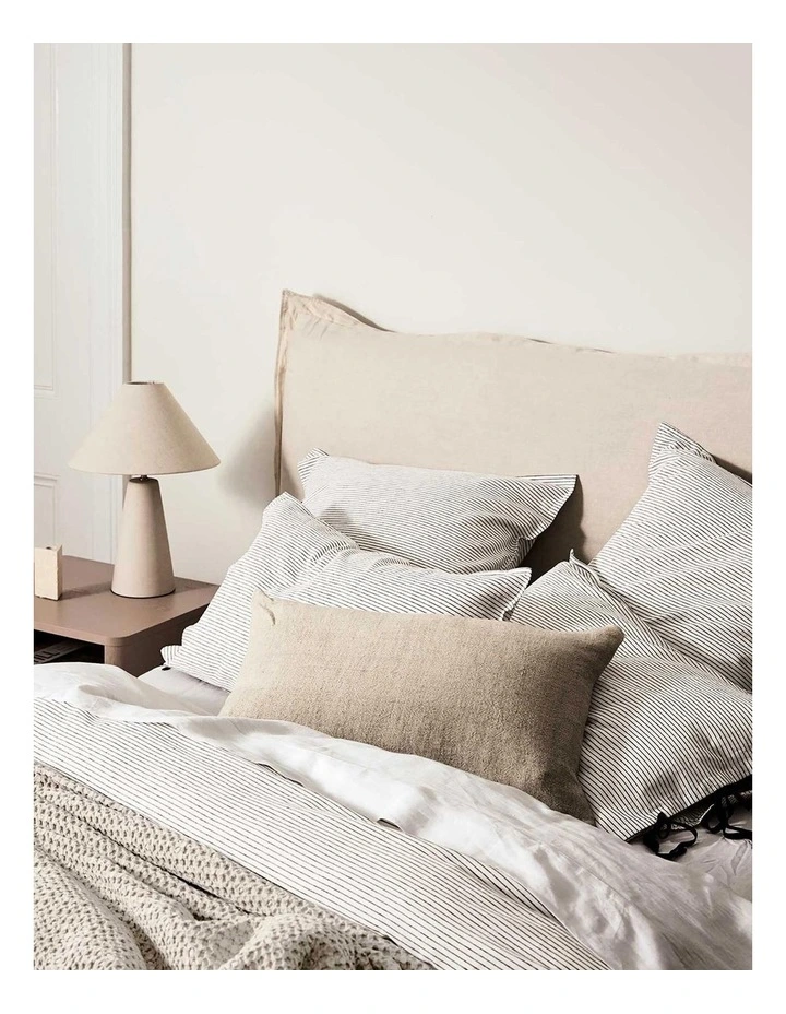 Chambray Mini Stripe Quilt Cover in Grey