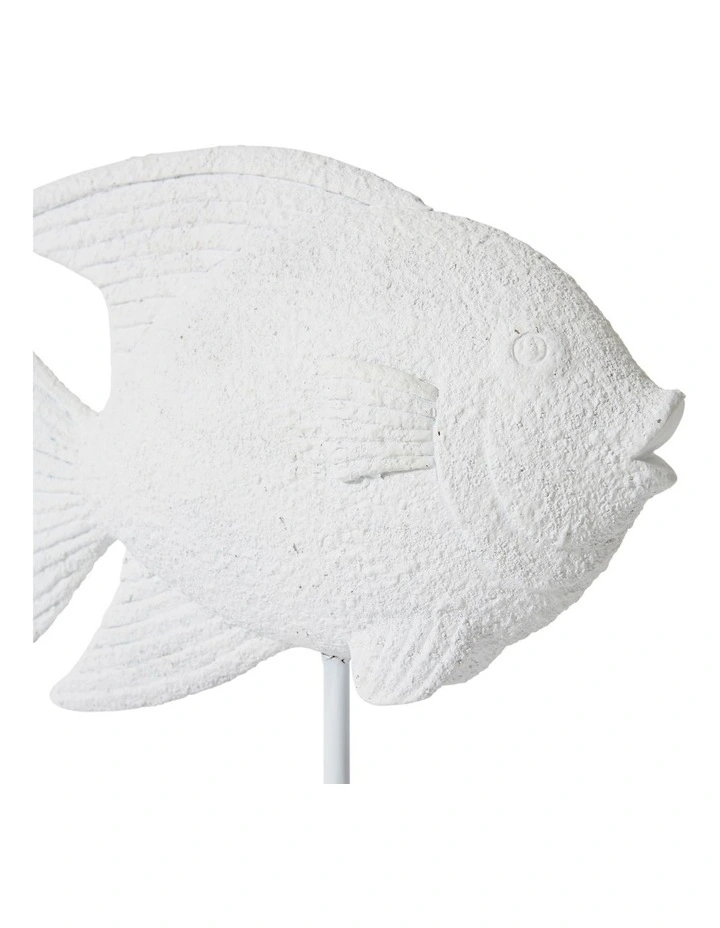 Tropical Fish Stand Sculpture in White