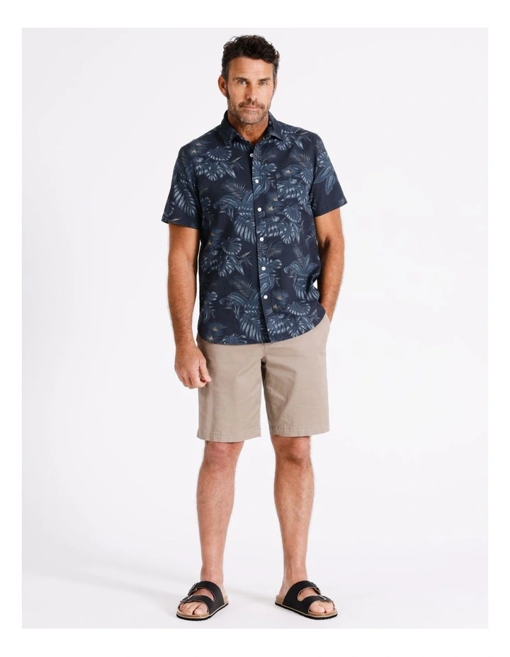 Stradbroke Short Sleeve Print Shirt in Navy