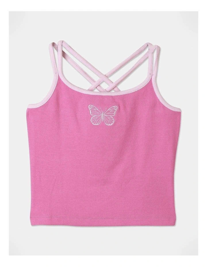 Cropped Rib Singlet in Pink