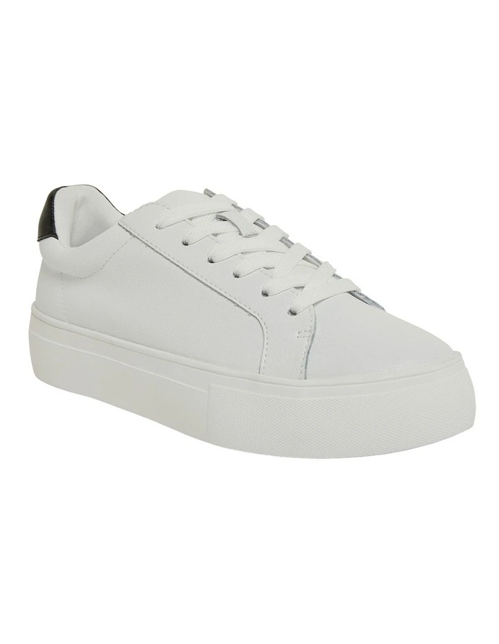 Frenzy Sneakers in White/Black Leather