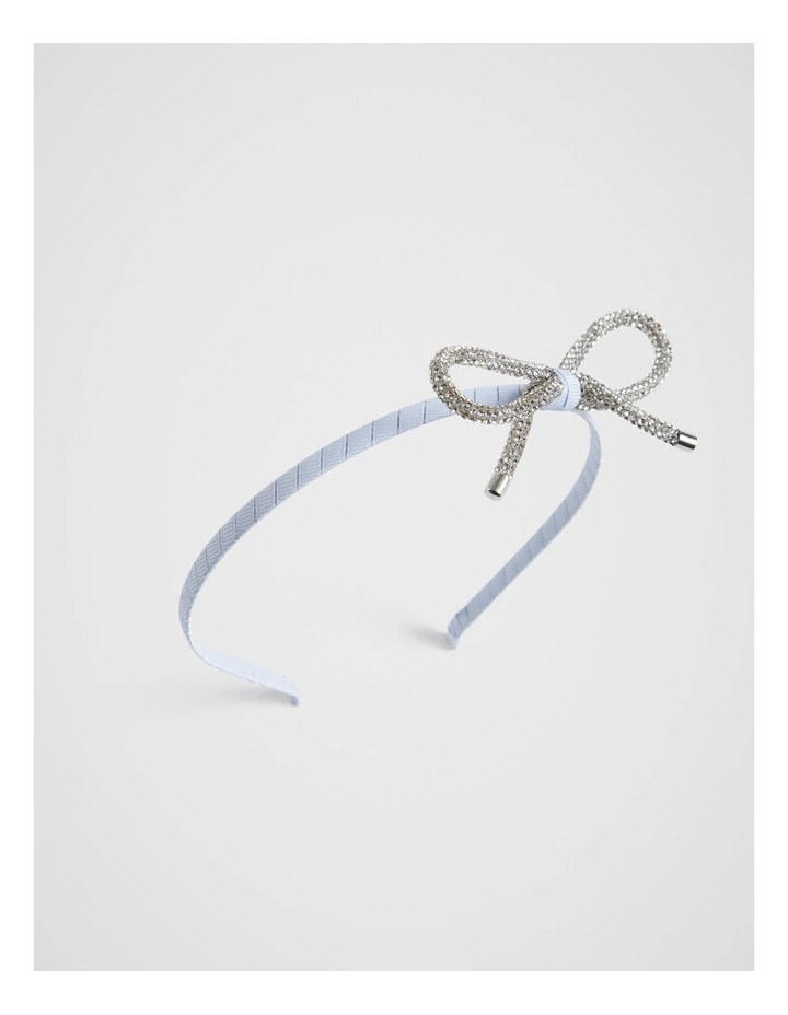 Crystal Bow Alice Headband in Soft Blue