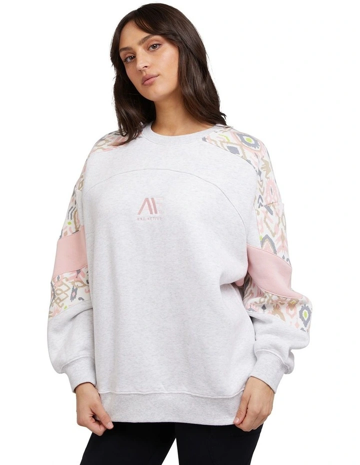 Base Panelled Crew Cardigan in Snow