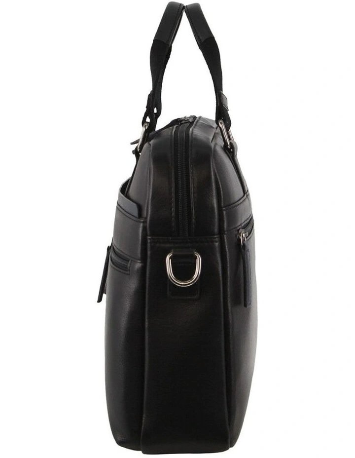 Leather Business Laptop Bag in Black