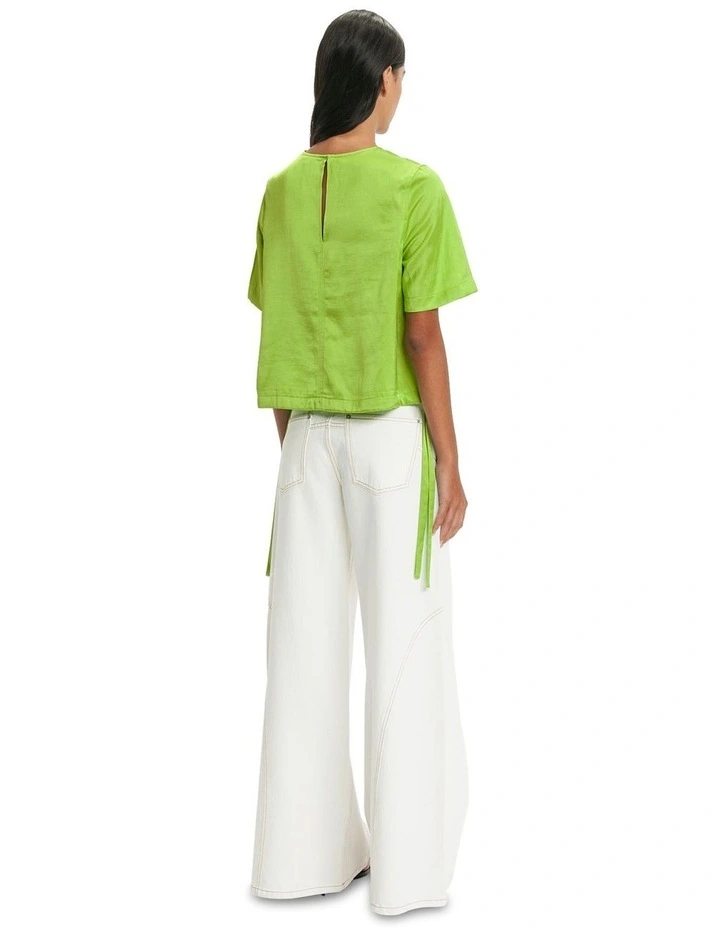 Satin Utility T-Shirt in Chartreuse