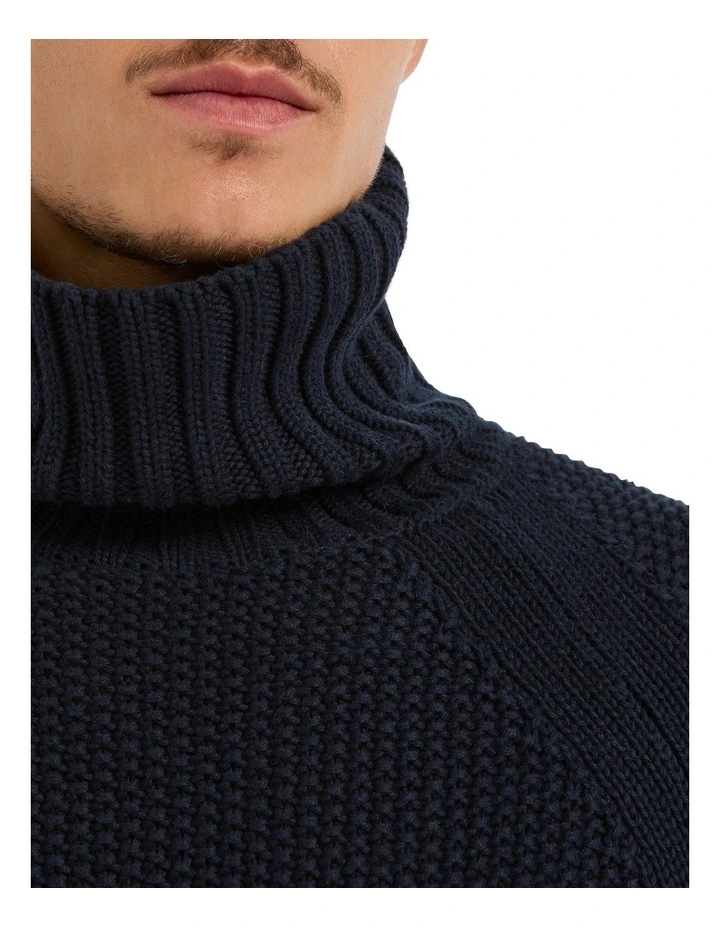 Reggie Roll Neck Knit Top in Navy