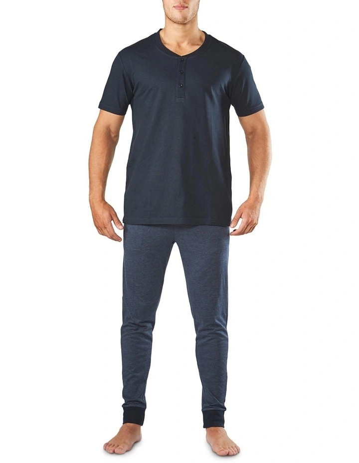 Henley Short Sleeve Sleep Tee in Navy