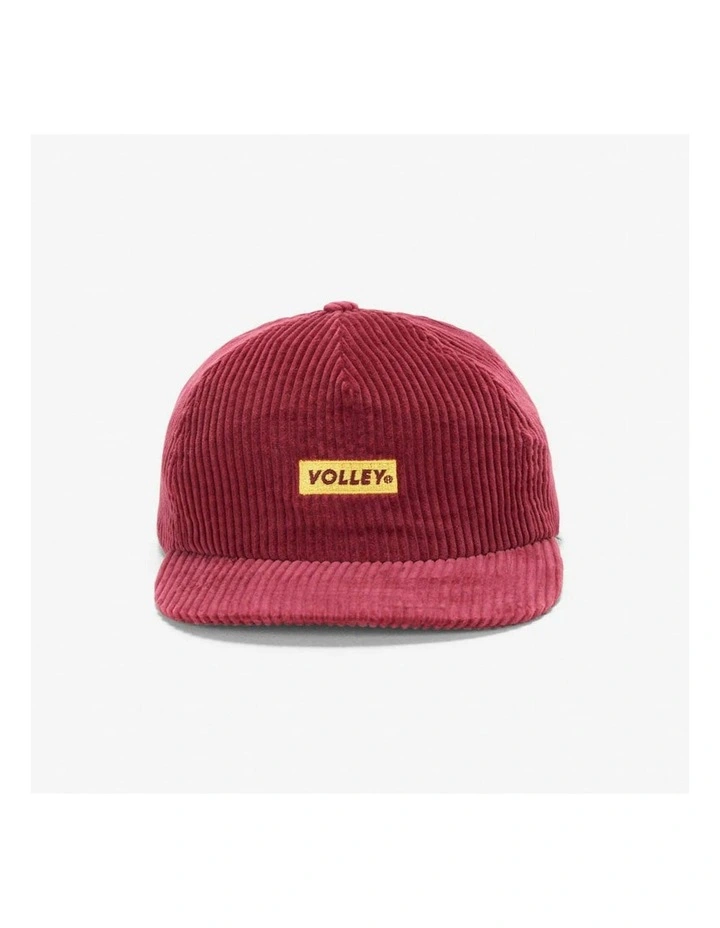 Volley Corduroy Hat Cord Fabric Cap in Burgudy