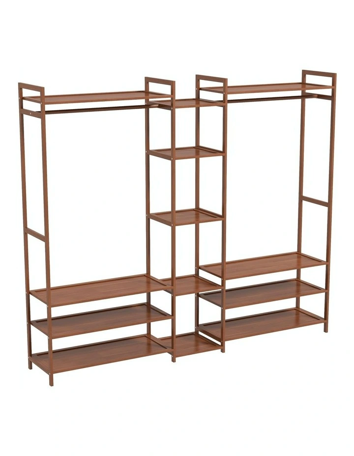 Multifunctional Bamboo Clothes Wardrobe in Brown