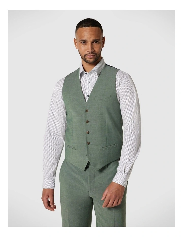 Wool Blend Tailored Vest in Light Forest