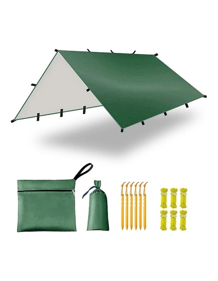 Heavy Duty Waterproof Camping Canvas Tarp Tent Cover in Forest Green