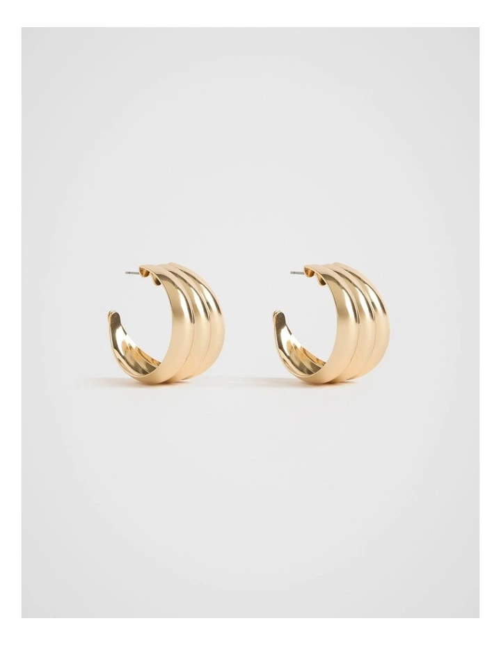 Oversized Triple Hoop Earrings in Gold