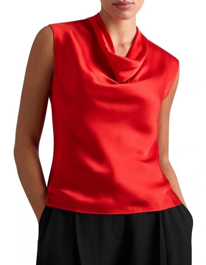 Davina Silk Cowl Tank in Chilli