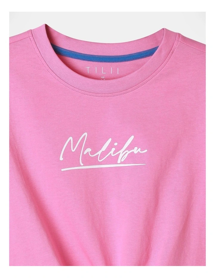 Essentials Tie Front Tee in Hot Pink