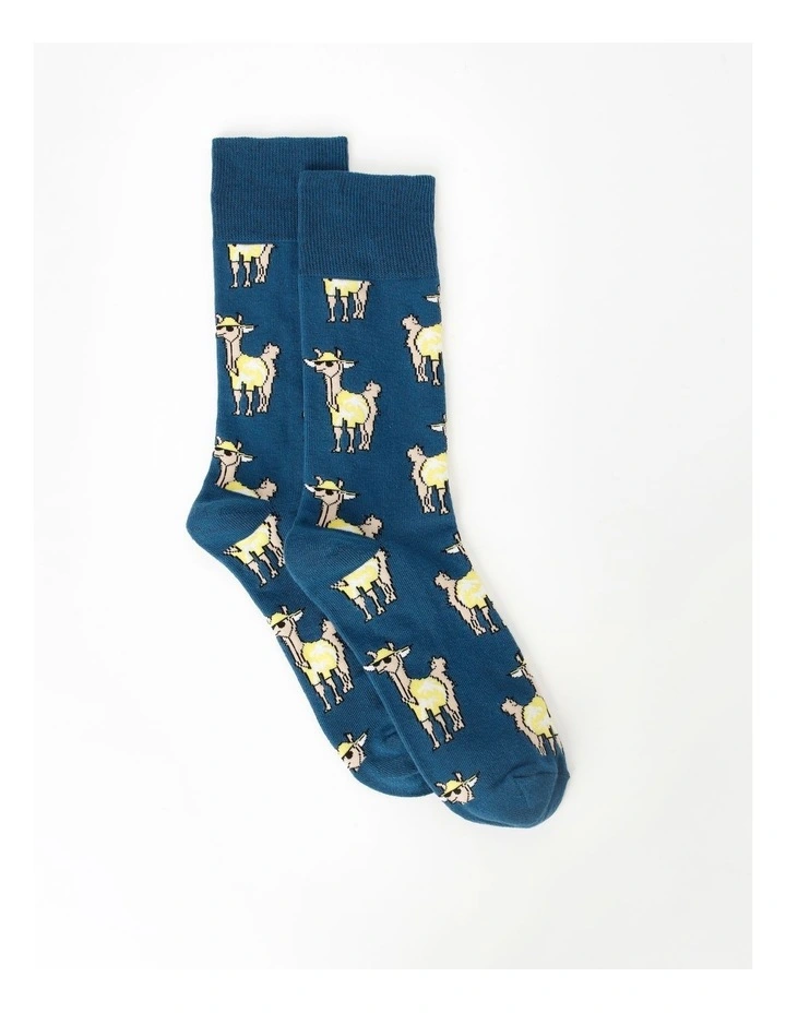 Holiday Llama Socks in Blue