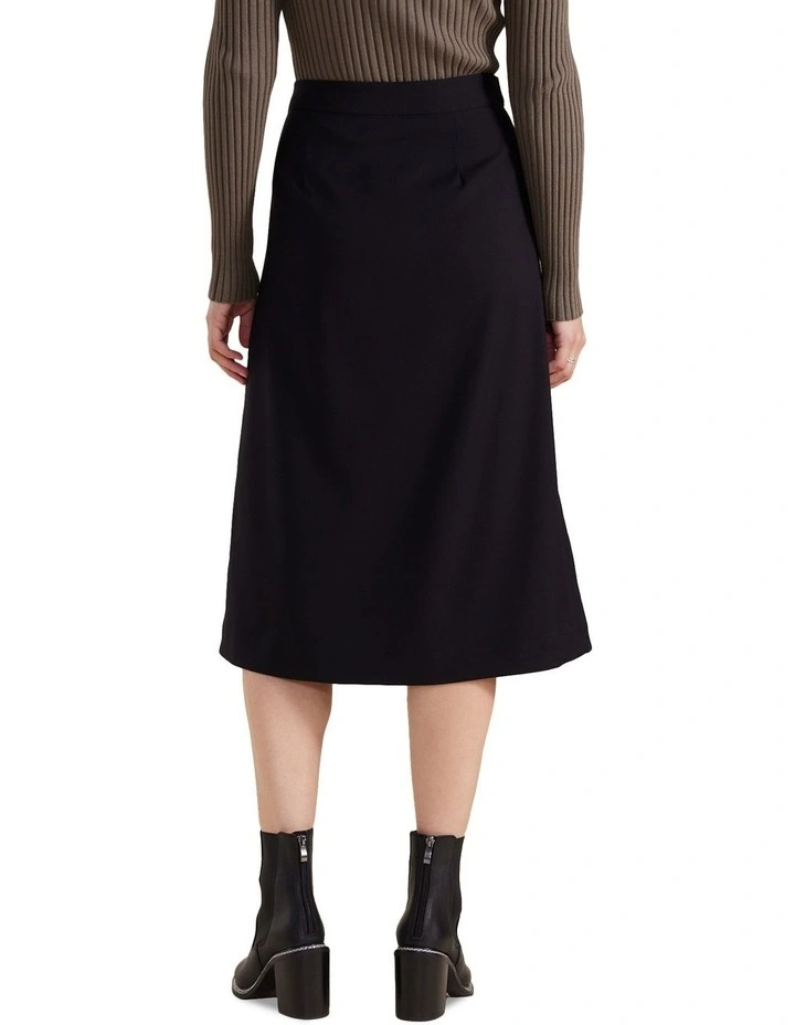Wool Crepe Skirt in Black