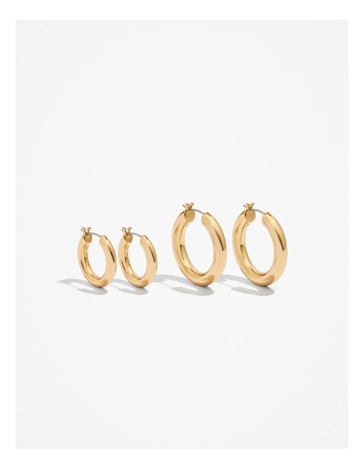 Hoop Earring Pack Of 2 in Gold