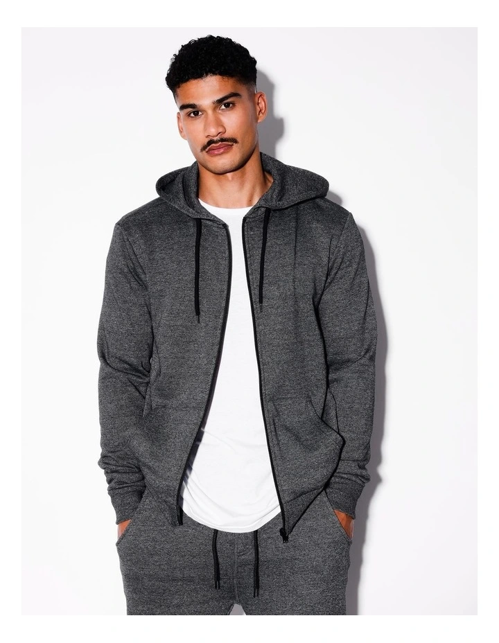 Mitchell Zip Thru Hoodie in Charcoal