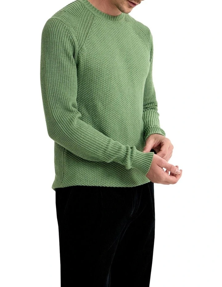 Bruno Cotton Crew Neck Pullover in Green