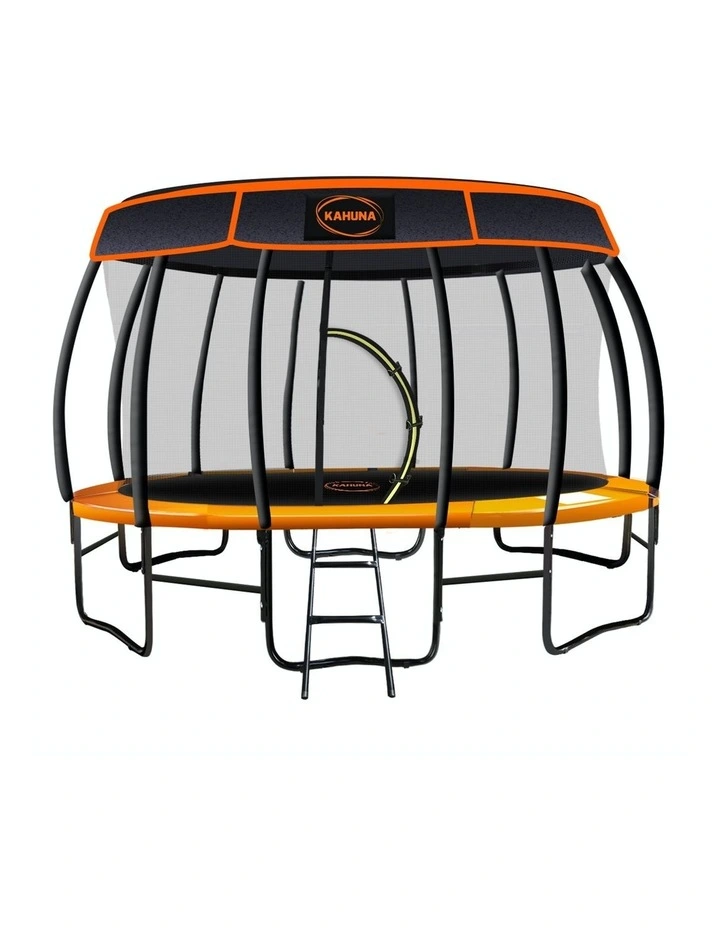 Kahuna 16ft Trampoline Kahuna Jumper Outdoor Round Pad Mat Net Ladder Roof Orange
