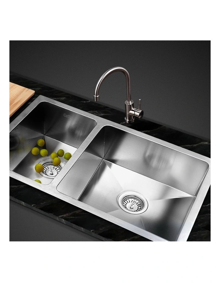 Double Bowl Laundry Stainless Steel Kitchen Sink 71X45CM Silver