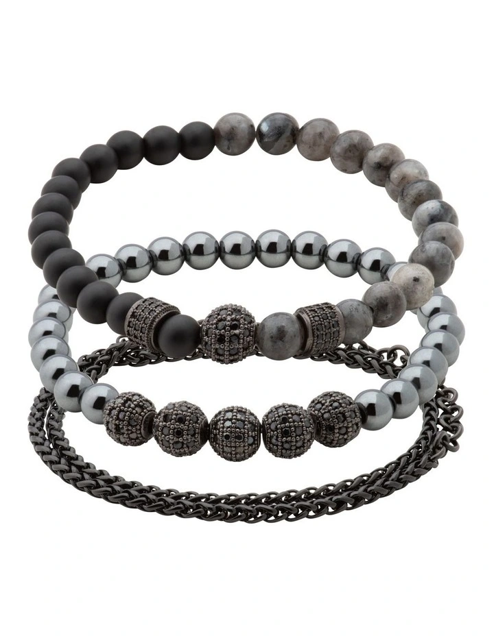 Jax Set Black Grey Large/Extra Large Bracelet Set